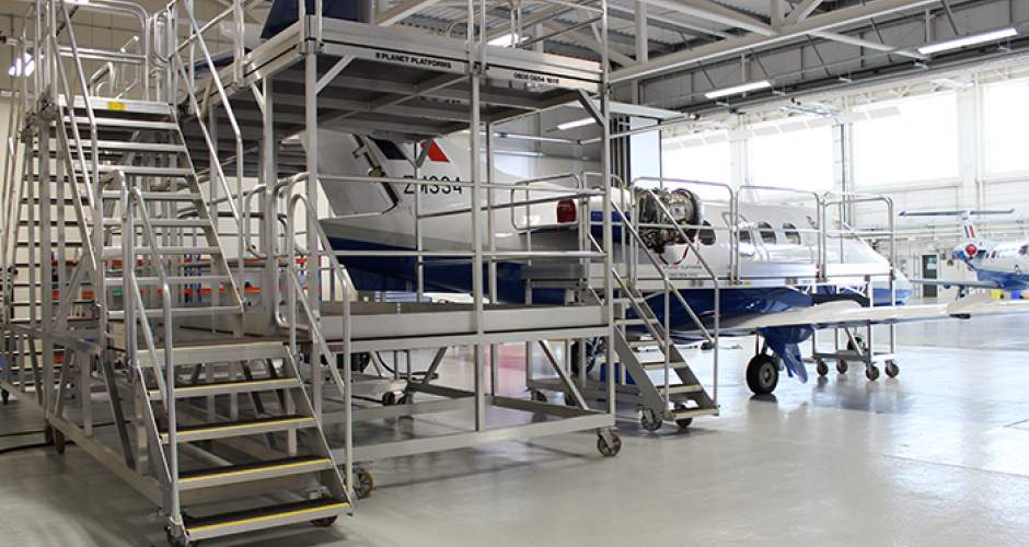 Custom made safe access platforms for Embraer 1000 aircraft maintenance
