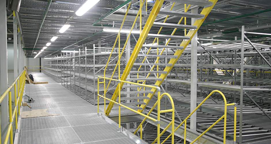 Warehouse safety railings and guardrails