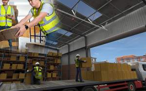 Overhead fall protection system for loading and unloading delivery vehicles and lorries