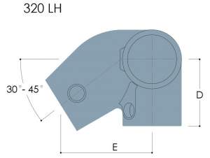 320LH - Left Hand Level to Sloping Down Side Outlet Elbow, 30º to 45º