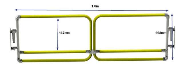 double width self closing gate dimensions